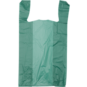 Easy Open - Colored Unprinted HDPE T-Shirt Bags - 1/6 BBL 11.5"X6"X21" - 1000 Bags - 13 microns - Green - LOOP-GREEN-EO
