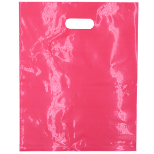 LDPE Die Cut Merchandies Bags - 12"x15" - 500 Bags - 1.5 mil - Pink - 1215DCPINK