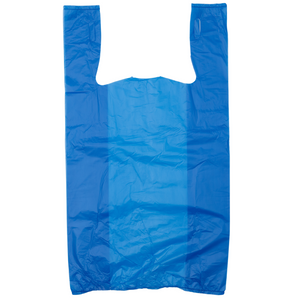Colored Unprinted HDPE T-Shirt Bags - 1/6 BBL 11.5"X6"X21" - 1000 Bags - 13 microns - Blue - LOOP-BLUE