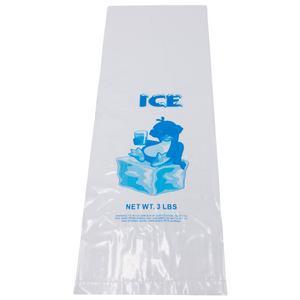 LDPE Ice Bags - 6"x19" - 1000 Bags - 1.25 mil - Clear - 3LBICELDWF