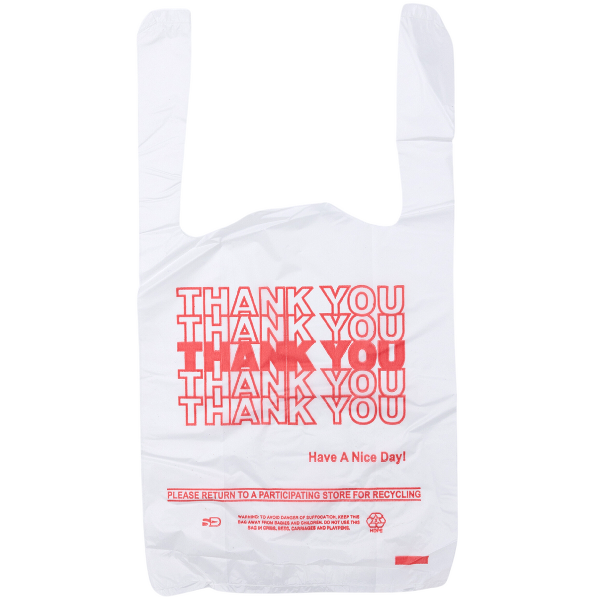 Thank You 5 Line White Red Print Shopping Bags – ANS Plastics Corp.