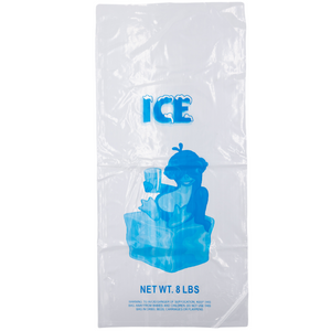 LDPE Ice Bags - 10"x22" - 500 Bags - 1.35 mil - Clear - 8LBICELDWF-500