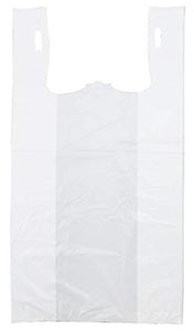 Easy Open - White Unprinted HDPE T-Shirt Bags - 1/6 BBL 11.5"X6"X21" - 1000 Bags - 15 microns - White - UN10010UP-EO