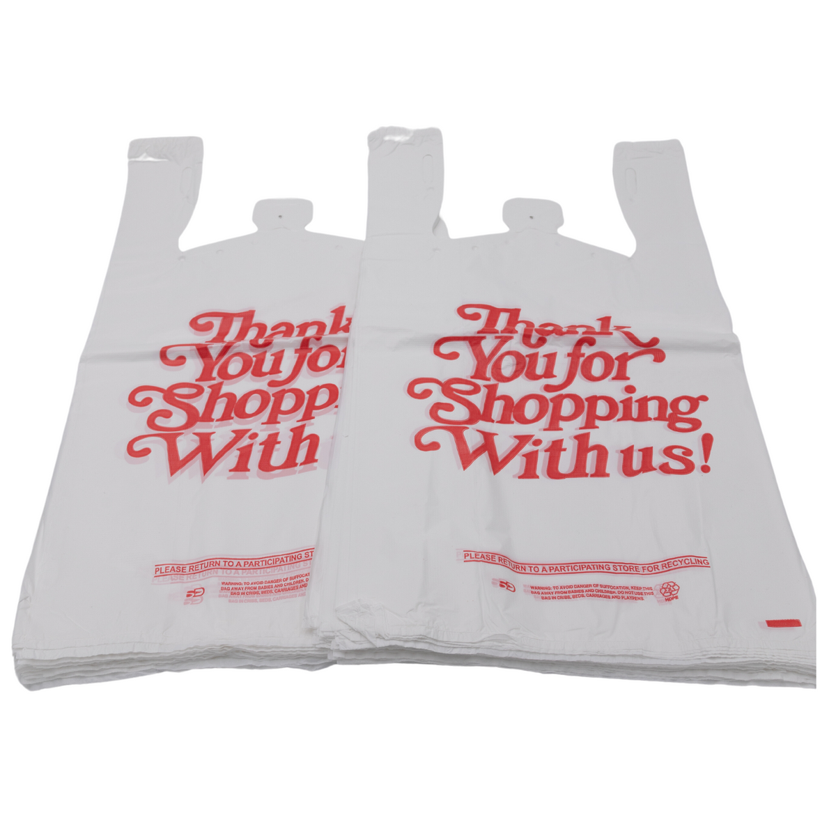 Thank you！ 18x7x28 White Thank You Bag - 500 per case | Anchor Packaging