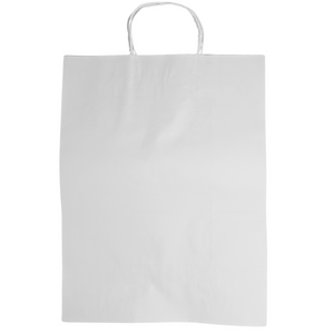 Paper Bags - Handle Bags - White Color - 13"x7"x17" - 250 Bags - 74 LB Weight basis (110 GSM strong) Twisted Handle. Packed in cases. - White Paper - 13717WHITEPAPTHDL