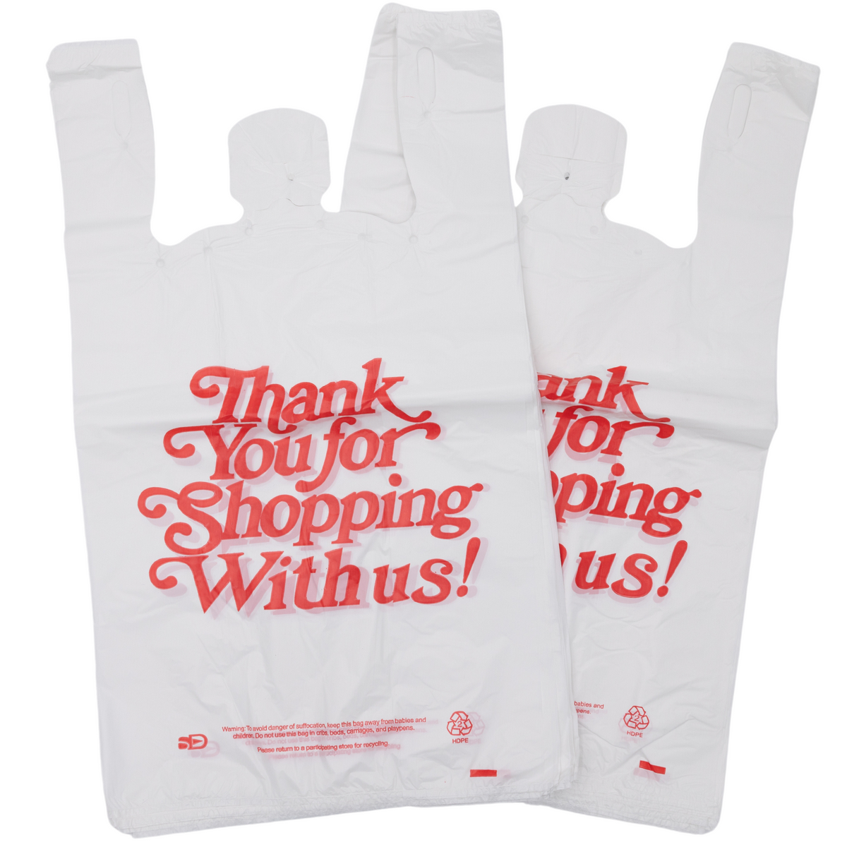 Thank You 5 Line White Red Print Shopping Bags – ANS Plastics Corp.