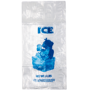 LDPE Ice Bags - 9"x18" - 1000 Bags - 1.25 mil - Clear - 5LBICELDWF