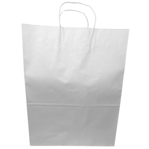 Paper Bags - Handle Bags - White Color - 16"x6"x12" - 250 Bags - 74 LB Weight basis (110 GSM strong) Twisted Handle. Packed in cases. - White Paper - 16612WHITEPAPTHDL