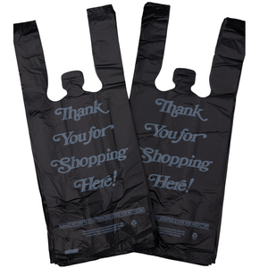 Black Printed HDPE Liquor T-Shirt Bags - 6"X4"X15" - 2000 Bags - 16 microns - Black - 6415HDBWP