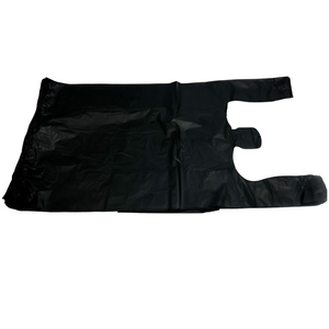 Black Unprinted HDPE T-Shirt Bags - 17"X8"X29" - 400 Bags - 18 microns - Black - 20050