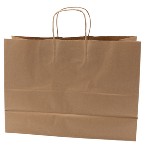 Paper Bags - Handle Bags - Kraft Color - 16"x6"x12" - 250 Bags - 74 LB Weight basis (110 GSM strong) Twisted Handle. Packed in cases. - Kraft/Natural - 16612NKPAPTHDL