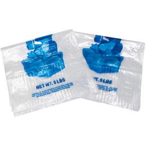 LDPE Ice Bags - 9"x18" - 1000 Bags - 1.25 mil - Clear - 5LBICELDWF