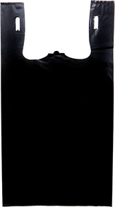 Black Unprinted HDPE T-Shirt Bags - 1/6 BBL 11.5"X6"X21" - 350 Bags - 22 microns - Black - 200HD25