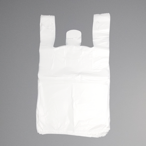 Easy Open - White Unprinted HDPE T-Shirt Bags - 1/5 BBL 13"X10"X23" - 500 Bags - 14 microns - White - P5SD100131023-EO