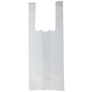 White Unprinted HDPE T-Shirt Bags - 4"x3"x10" - 2000 Bags - 12 microns - White - WHT4310TB