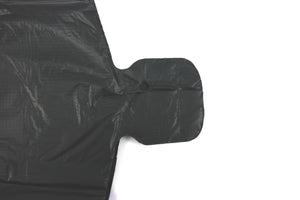 Easy Open - Black Unprinted HDPE T-Shirt Bags - 1/6 BBL 11.5"X6"X21" - 350 Bags - 22 microns - Black - 200HD25-EO