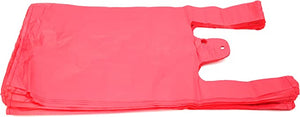 Colored Unprinted HDPE T-Shirt Bags - 1/10 BBL 8"X4"X15" - 1500 Bags - 14 microns - Pink - PINK8415110BBL - Source Direct Inc - 