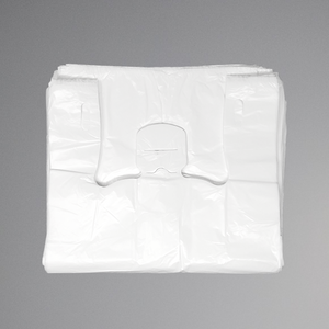White Unprinted HDPE T-Shirt Bags - 1/5 BBL 13"X10"X23" - 500 Bags - 14 microns - White - P5SD100131023 - Source Direct Inc - 