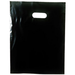 LDPE Die Cut Merchandies Bags - 12"x15" - 500 Bags - 1.5 mil - Black - 1215DCBLACK