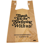 Source Direct - Beige Kraft Color Thank You HDPE T-Shirt Bags - 1/6 BBL 11.5