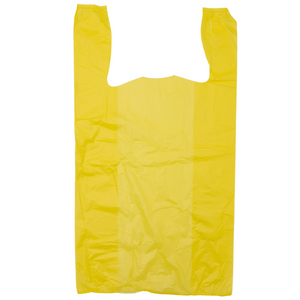 Colored Unprinted HDPE T-Shirt Bags - 1/6 BBL 11.5"X6"X21" - 1000 Bags - 13 microns - Yellow - LOOP-YELLOW