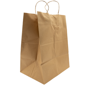 Paper Bags - Handle Bags - Kraft Color - 12"x9"x16" - 200 Bags - 65 LB Weight basis (100 GSM strong) Twisted Handle - Kraft/Natural - 12916NKPAPTHDL