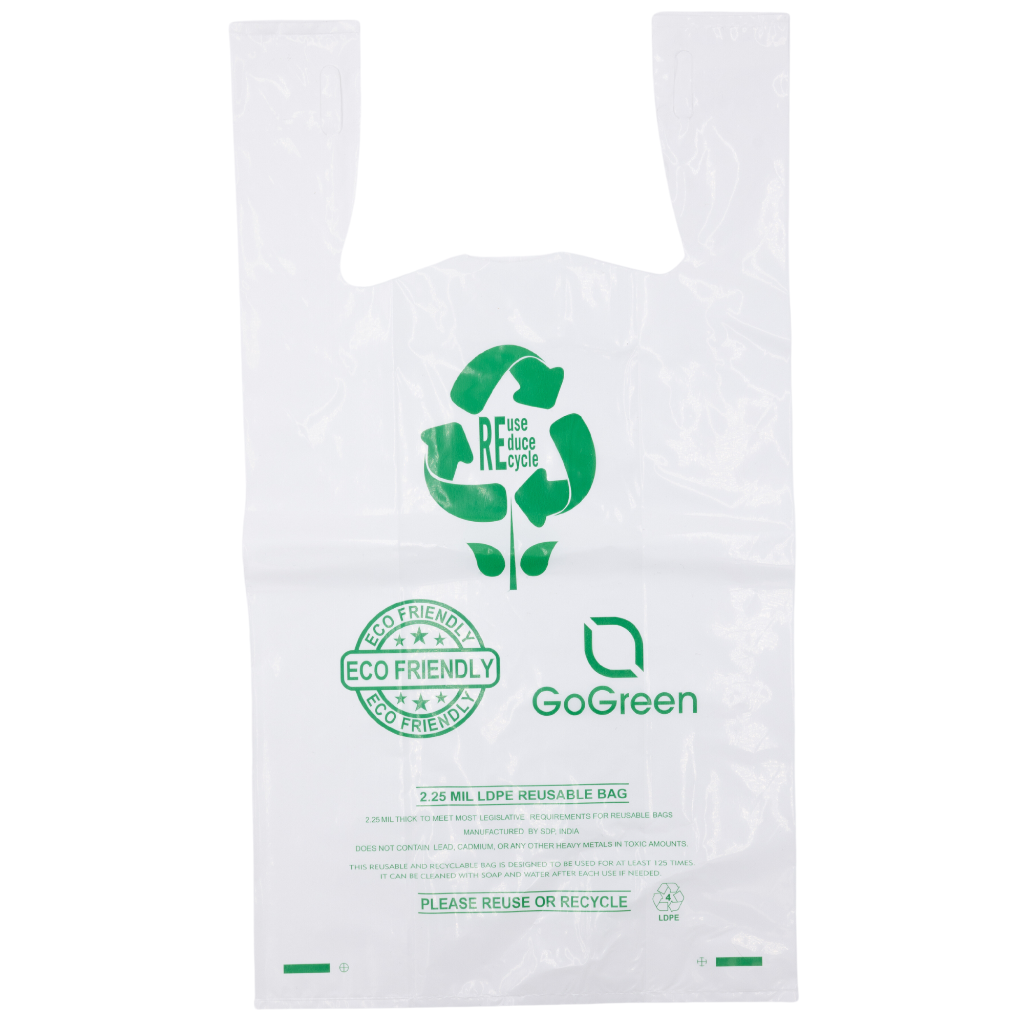 Source Direct - White Reusable/Eco-Friendly LDPE T-Shirt
