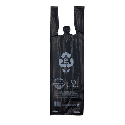 Black Reusable/Eco-Friendly LDPE T-Shirt - Single Bottle Bag 6