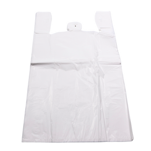 White Unprinted HDPE T-Shirt Bags - 16"X8"X30" - 500 Bags - 16 microns - White - 1006515M