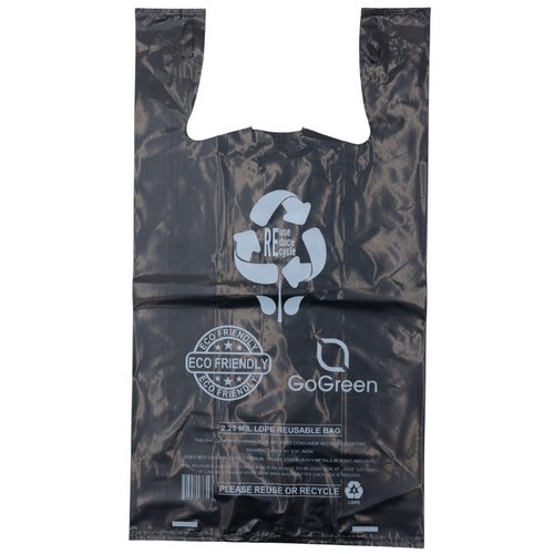 Black Reusable/Eco-Friendly LDPE T-Shirt - 1/6 BBL 11.5