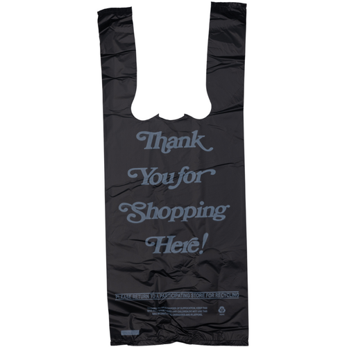 Black Printed HDPE Liquor T-Shirt Bags - 6