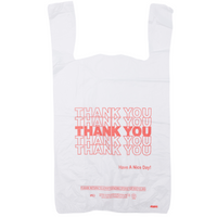 Source Direct - Easy Open - White 'Thank You' HDPE T-Shirt Bags - 1/6 BBL 11.5
