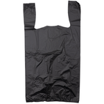 Source Direct - Easy Open - Black Unprinted HDPE T-Shirt Bags - 1/6 BBL 11.5