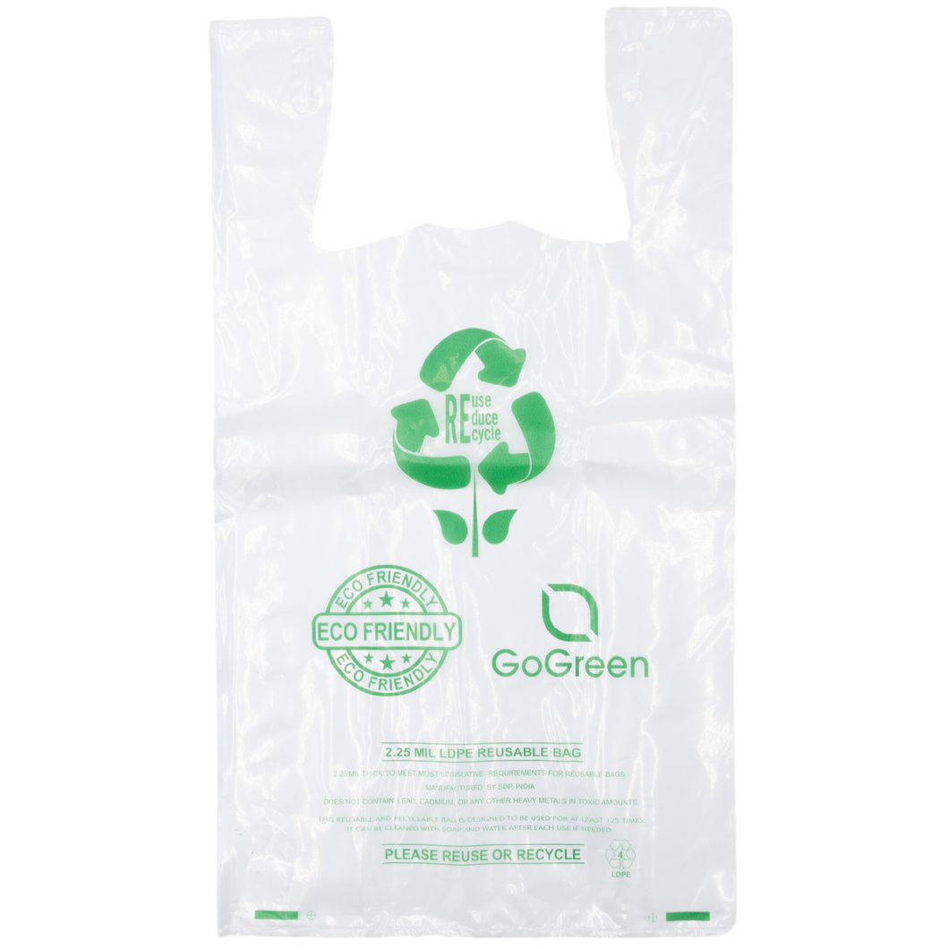 Clear Reusable/Eco-Friendly LDPE T-Shirt - 1/6 BBL 11.5X6.5X21 - 20 –  Source Direct Inc