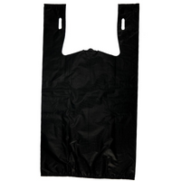 Source Direct - Easy Open - Black Unprinted HDPE T-Shirt Bags - 1/6 BBL 11.5