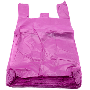 Easy Open - Colored Unprinted HDPE T-Shirt Bags - 1/6 BBL 11.5"X6"X21" - 1000 Bags - 13 microns - Burgandy - LOOP-BURG-EO