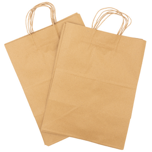 Paper Bags - Handle Bags - Kraft Color - 12"x9"x16" - 200 Bags - 74 LB Weight basis (110 GSM strong) Twisted Handle - Kraft/Natural - 12916NKPAPTHDL
