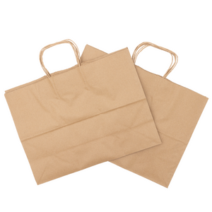 Paper Bags - Handle Bags - Kraft Color - 16"x6"x12" - 250 Bags - 74 LB Weight basis (110 GSM strong) Twisted Handle. Packed in cases. - Kraft/Natural - 16612NKPAPTHDL