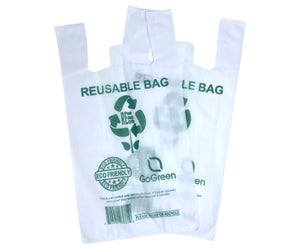 White PP Non Woven Reusable Bags - Jumbo (16"x8"x30") - 100 Bags - 40 GSM - White - WHT16830PPNWRB40