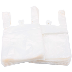 Clear Natural Color T-Shirt Bags - 1/10 BBL 8"X4"X15" - 1500 Bags - 14 microns - Clear - CLR8415BBL14M