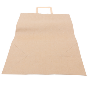 Paper Bags - Handle Bags - Kraft Color - Flat Handle 12"x7"x17" - 250 Bags - 74 LB Weight basis (110 GSM strong) Flat Handle. Packed in cases. - Kraft/Natural - 12717NKPAPFLATH
