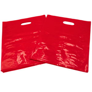 LDPE Die Cut Merchandies Bags - 12"x15" - 500 Bags - 1.5 mil - Red - 1215DCRED