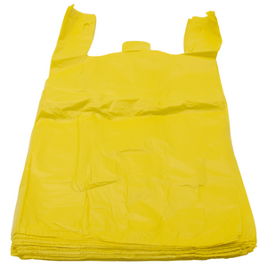 Colored Unprinted HDPE T-Shirt Bags - 1/6 BBL 11.5"X6"X21" - 1000 Bags - 13 microns - Yellow - LOOP-YELLOW
