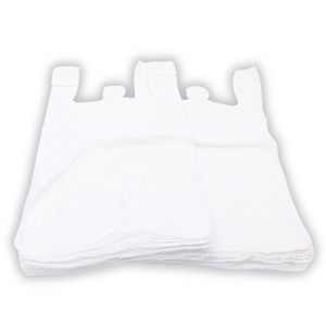 Source Direct - Easy Open - White Unprinted HDPE T-Shirt Bags - 1/6 BBL 11.5"X6"X21" - 1000 Bags - 13 microns - White - LOOP-WHITE-EO