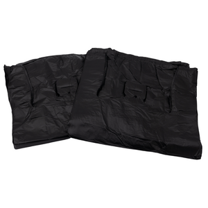 Easy Open - Black Unprinted HDPE T-Shirt Bags - 1/8 BBL 10"X5"X18" - 1000 Bags - 13 microns - Black - 20018-EO