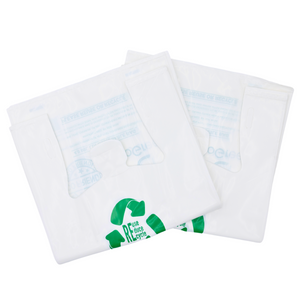 White Reusable/Eco-Friendly LDPE T-Shirt - 1/6 BBL 11.5"X6.5"X21" - 150 Bags - 101 Micron (4.0 mil) - White - WHLD40REC4MREU1221