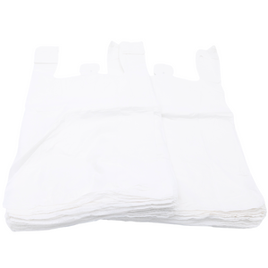 White Unprinted HDPE T-Shirt Bags - 1/6 BBL 11.5"X6"X21" - 1000 Bags - 13 microns - White - LOOP-WHITE