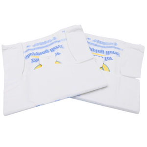 Easy Open - White Happy Face/Smiley Face HDPE T-Shirt Bags - 1/6 BBL 11.5"X6"X21" - 500 Bags - 18 microns - White - 16HFACE0516-EO