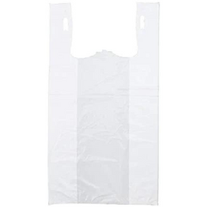 Source Direct - Easy Open - White Unprinted HDPE T-Shirt Bags - 1/6 BBL 11.5"X6"X21" - 1000 Bags - 13 microns - White - LOOP-WHITE-EO