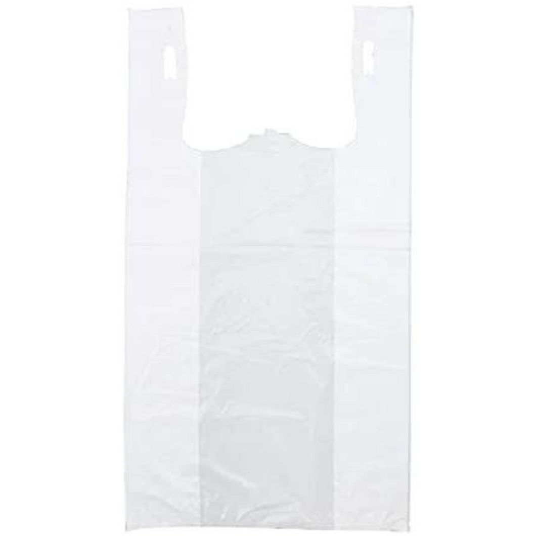 Source Direct - Easy Open - White Unprinted HDPE T-Shirt Bags - 1/6 BBL 11.5